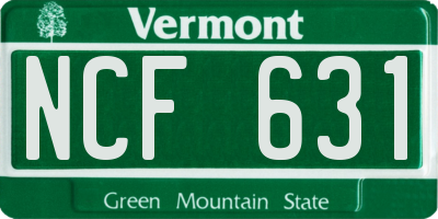 VT license plate NCF631