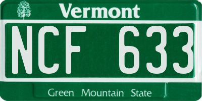 VT license plate NCF633