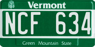 VT license plate NCF634