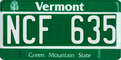 VT license plate NCF635