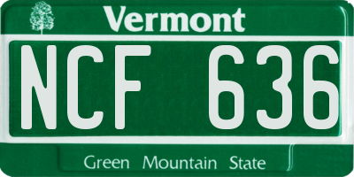 VT license plate NCF636