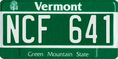 VT license plate NCF641