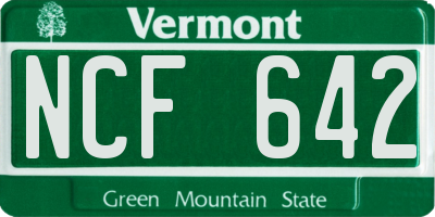 VT license plate NCF642