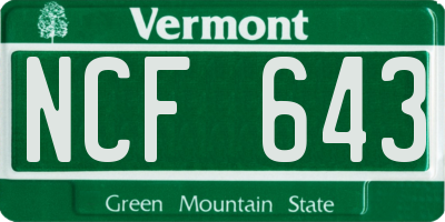 VT license plate NCF643