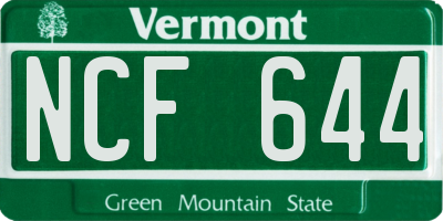 VT license plate NCF644