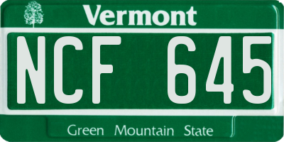 VT license plate NCF645