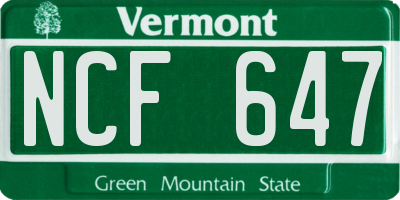 VT license plate NCF647