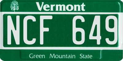 VT license plate NCF649