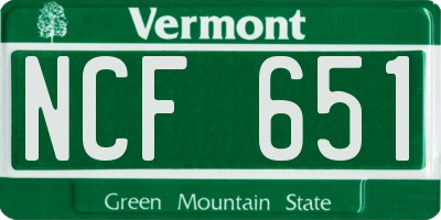 VT license plate NCF651