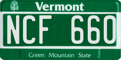 VT license plate NCF660