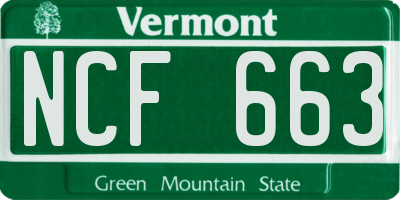 VT license plate NCF663
