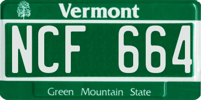 VT license plate NCF664