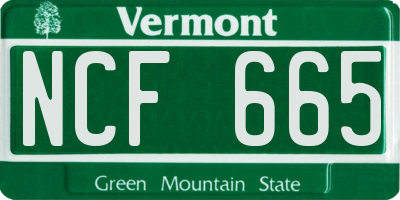 VT license plate NCF665