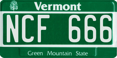 VT license plate NCF666