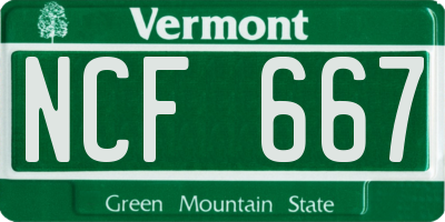VT license plate NCF667