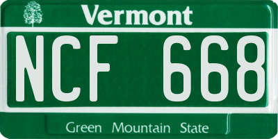 VT license plate NCF668