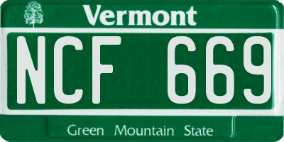 VT license plate NCF669
