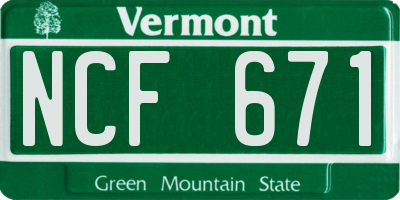 VT license plate NCF671