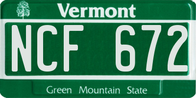 VT license plate NCF672
