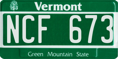 VT license plate NCF673