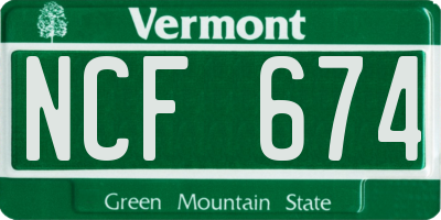 VT license plate NCF674