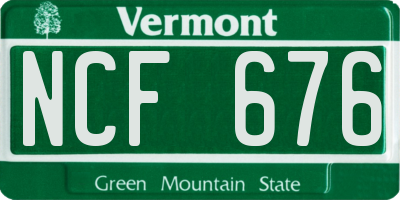 VT license plate NCF676