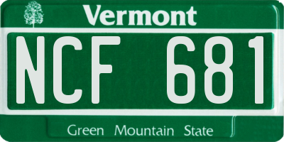 VT license plate NCF681