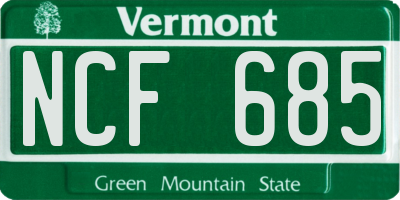 VT license plate NCF685