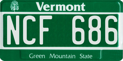VT license plate NCF686