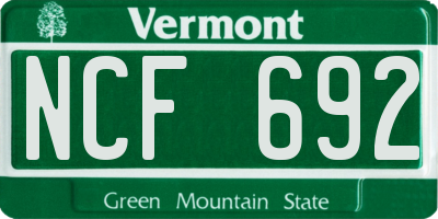 VT license plate NCF692
