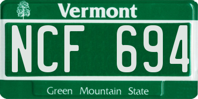 VT license plate NCF694