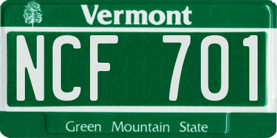 VT license plate NCF701