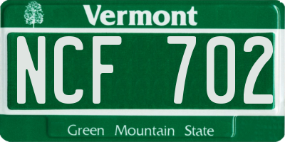 VT license plate NCF702