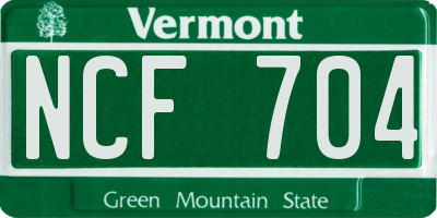 VT license plate NCF704