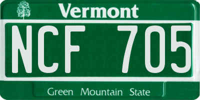 VT license plate NCF705