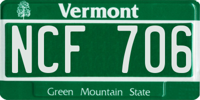 VT license plate NCF706