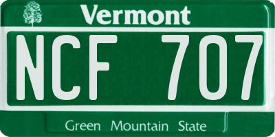 VT license plate NCF707