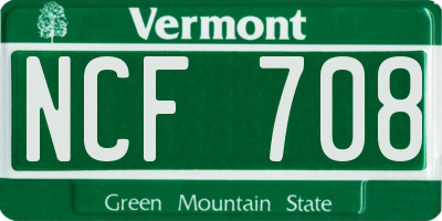 VT license plate NCF708