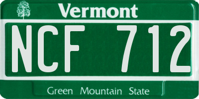 VT license plate NCF712