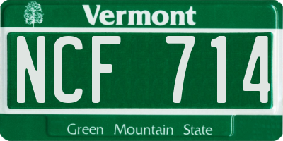 VT license plate NCF714