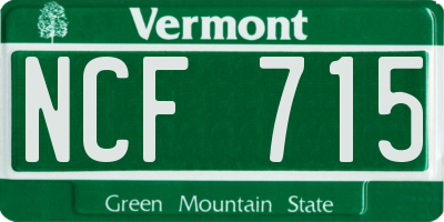VT license plate NCF715
