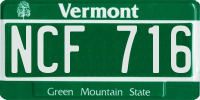 VT license plate NCF716