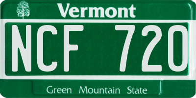 VT license plate NCF720
