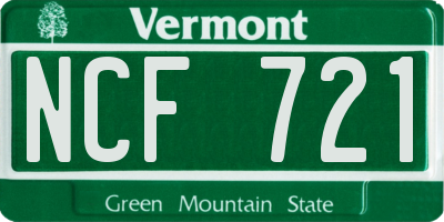VT license plate NCF721