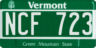 VT license plate NCF723