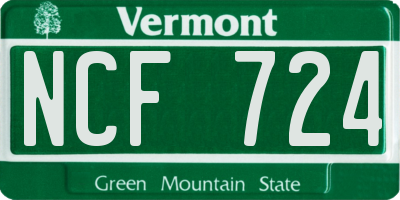 VT license plate NCF724