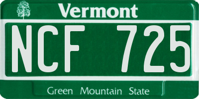 VT license plate NCF725