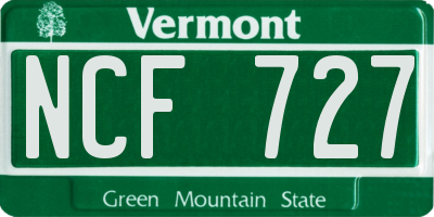 VT license plate NCF727
