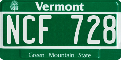VT license plate NCF728