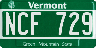 VT license plate NCF729
